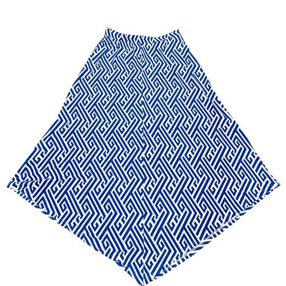Chico's Skirt Size 0 Small Blue & White Midi Asymmetrical Hem Pull On Summer - Picture 3 of 15